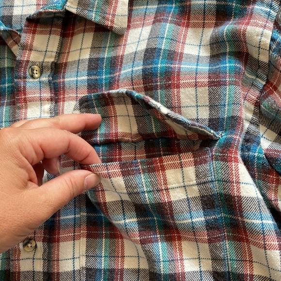 Sears Roebuck and Co. Flannel Shirt L Tall Button Down Single Needle Tailoring - Picture 3 of 8